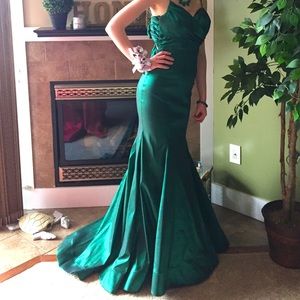 Emerald Green Prom Dress w/ Train